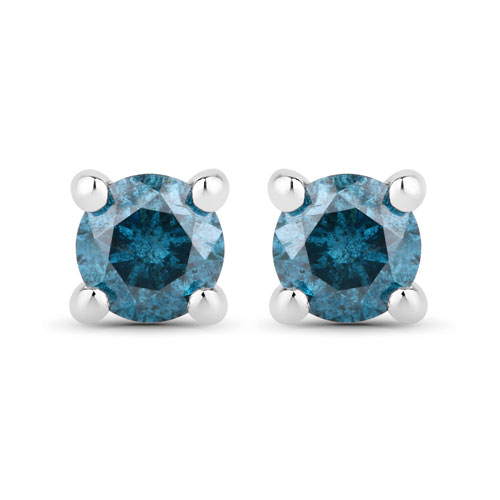 0.25 Carat Genuine Blue Diamond .925 Sterling Silver Earrings