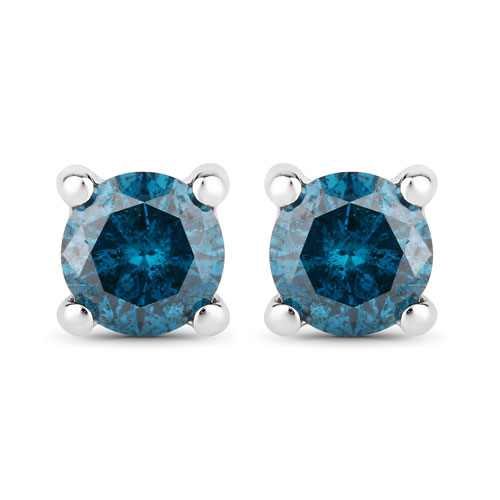0.35 Carat Genuine Blue Diamond .925 Sterling Silver Earrings