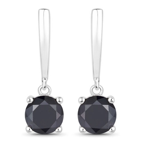 3.04 Carat Genuine Black Diamond .925 Sterling Silver Earrings