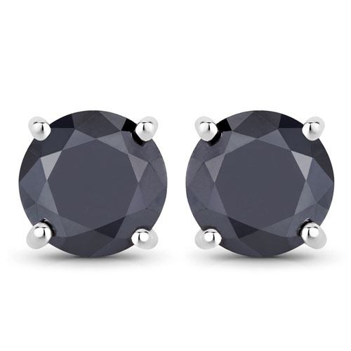 3.04 Carat Genuine Black Diamond .925 Sterling Silver Earrings