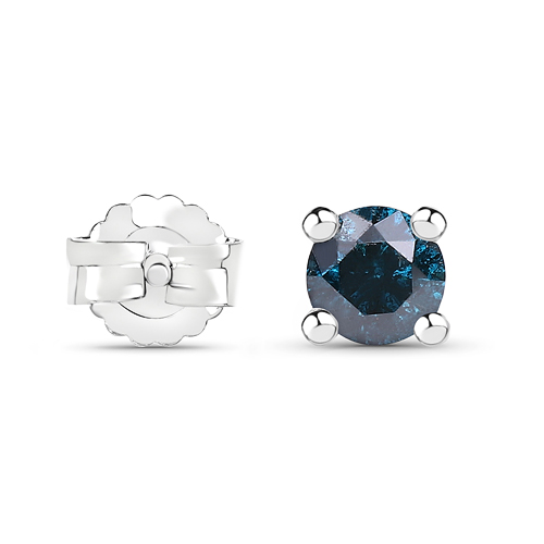 0.21 Carat Genuine Blue Diamond .925 Sterling Silver Earrings