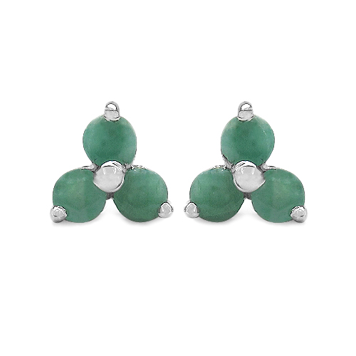 Emerald-0.54 Carat Genuine Emerald .925 Sterling Silver Earrings