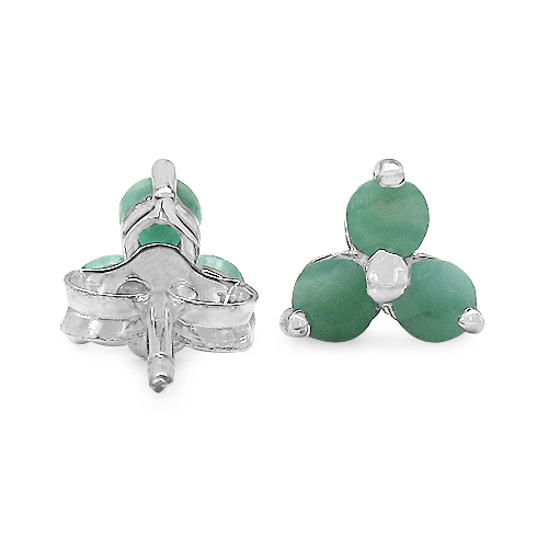 0.54 Carat Genuine Emerald .925 Sterling Silver Earrings