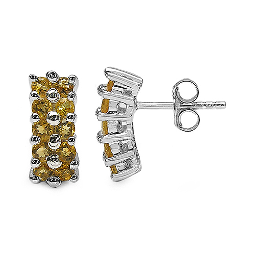 1.40 Carat Genuine Citrine .925 Sterling Silver Earrings