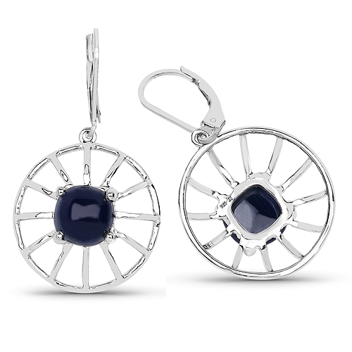 8.92 Carat Genuine Black Sapphire .925 Sterling Silver Earrings