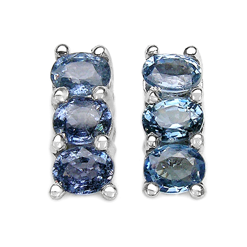 1.32 Carat Genuine Blue Sapphire .925 Sterling Silver Earrings