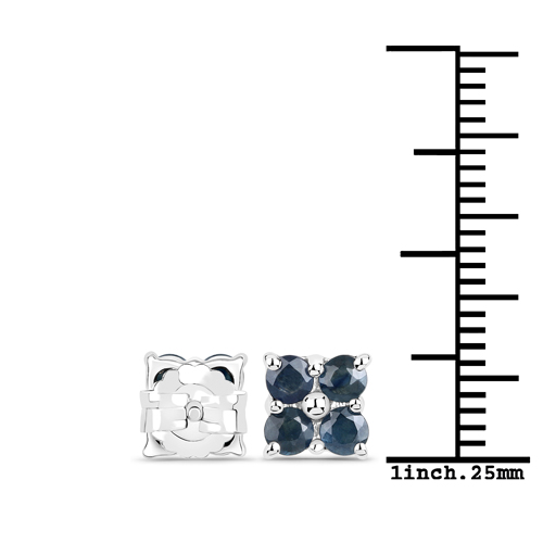 0.96 Carat Genuine Blue Sapphire .925 Sterling Silver Earrings