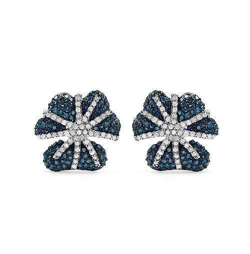 1.62 Carat Genuine Blue Diamond & White Diamond .925 Sterling Silver Earrings