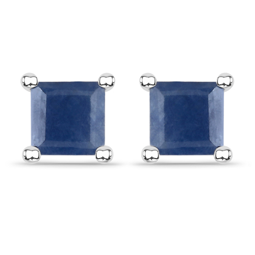 Earrings-1.20 Carat Genuine Blue Sapphire .925 Sterling Silver Earrings
