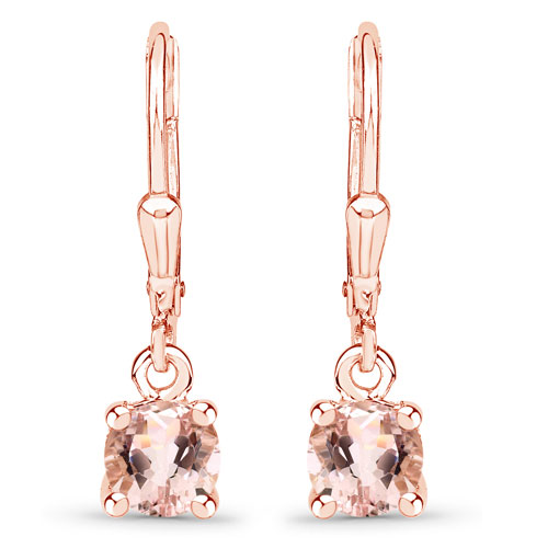 Earrings-0.82 Carat Genuine Morganite .925 Sterling Silver Earrings