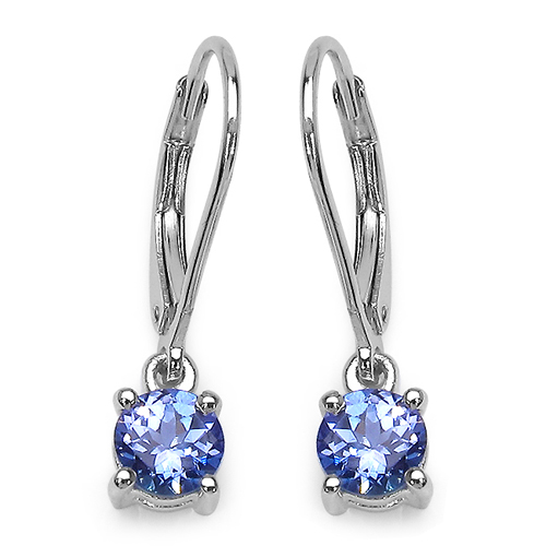 Genuine Gorgeous Tanzanite and Diamond Drop Dangle Earrings Sterling Silver