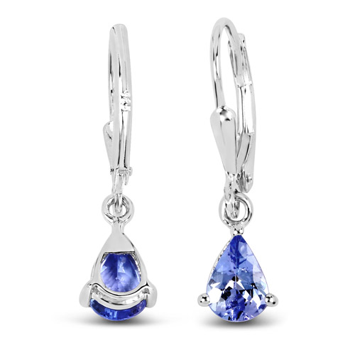 1.30 Carat Genuine Tanzanite .925 Sterling Silver Earrings