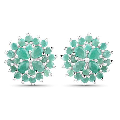 Emerald-2.32 Carat Genuine Emerald .925 Sterling Silver Earrings