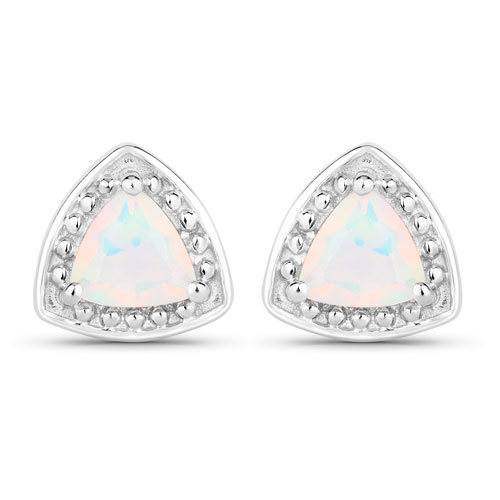 Opal-0.60 Carat Genuine Ethiopian Opal .925 Sterling Silver Earrings