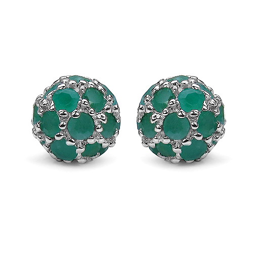 Emerald-2.10 Carat Genuine Emerald .925 Sterling Silver Earrings
