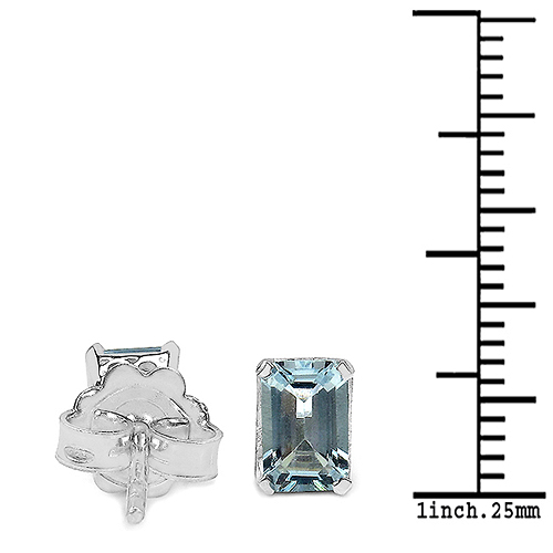 1.04 Carat Genuine Aquamarine .925 Sterling Silver Earrings