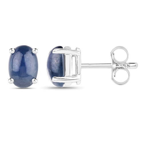 1.64 Carat Genuine Blue Sapphire .925 Sterling Silver Earrings