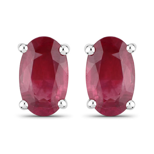 Earrings-0.54 Carat Genuine Ruby 14K White Gold Earrings