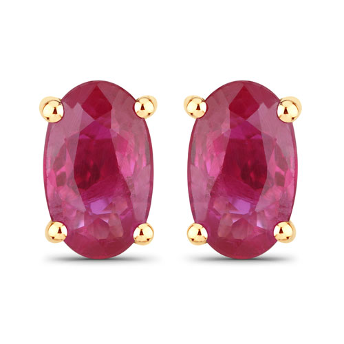 Earrings-0.54 Carat Genuine Ruby 14K Yellow Gold Earrings