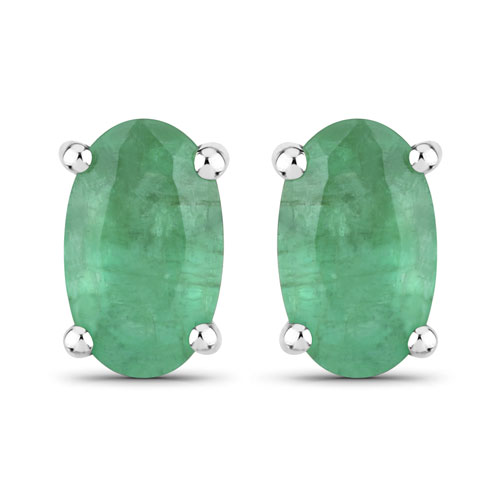 Emerald-0.38 Carat Genuine Zambian Emerald 10K White Gold Earrings