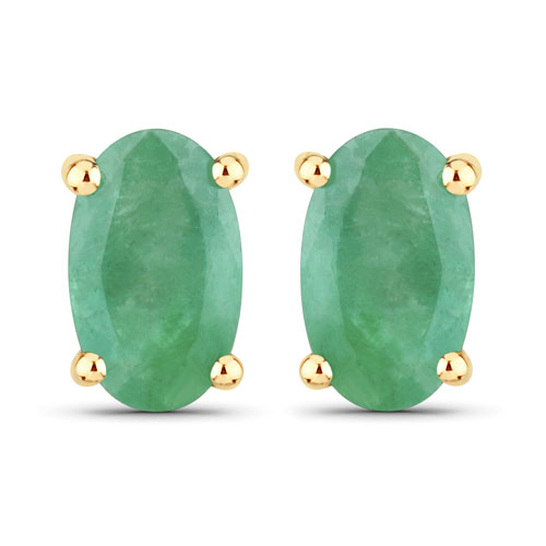 Emerald-0.38 Carat Genuine Zambian Emerald 10K Yellow Gold Earrings