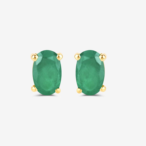 0.38 Carat Genuine Zambian Emerald 10K Yellow Gold Earrings