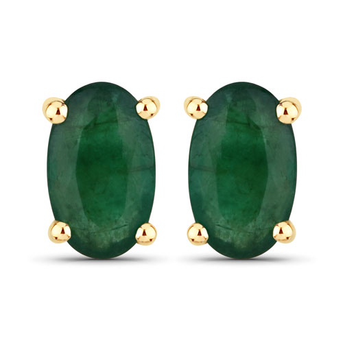 Emerald-0.38 Carat Genuine Zambian Emerald 14K Yellow Gold Earrings