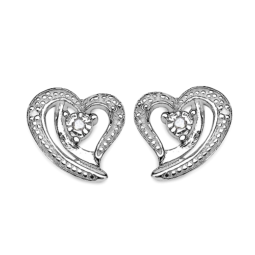 Earrings-0.04 Carat Genuine White Diamond .925 Sterling Silver Earrings