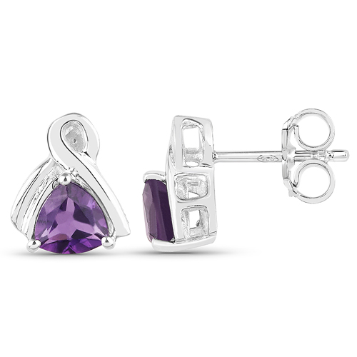 1.00 Carat Genuine Amethyst .925 Sterling Silver Earrings