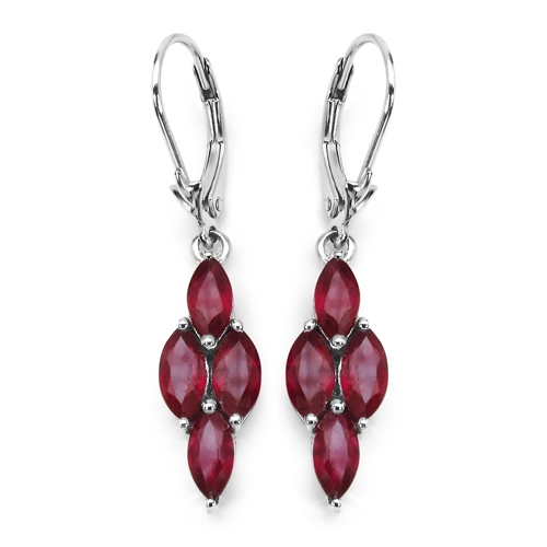 Earrings-3.20 Carat Genuine Glass Filled Ruby .925 Sterling Silver Earrings