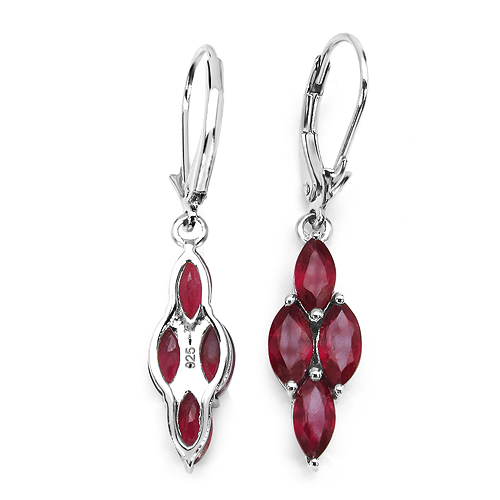 3.20 Carat Genuine Glass Filled Ruby .925 Sterling Silver Earrings