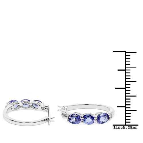1.99 Carat Genuine Tanzanite and White Diamond .925 Sterling Silver Earrings