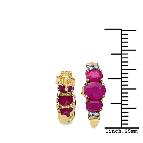 1.95 Carat Ruby & White Diamond 10K Yellow Gold Earrings