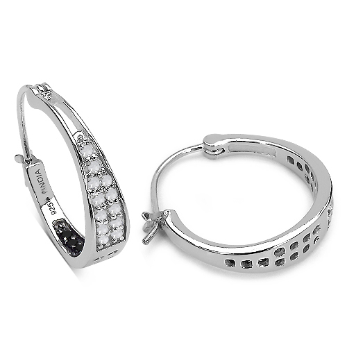 0.69 Carat Genuine White Diamond & Black Diamond .925 Sterling Silver Earrings