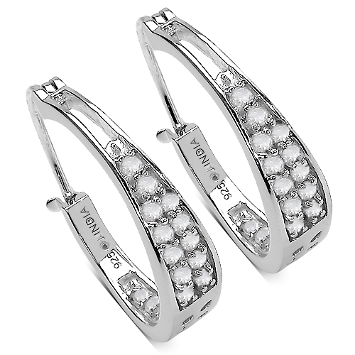 Earrings-0.69 Carat Genuine White Diamond .925 Sterling Silver Earrings