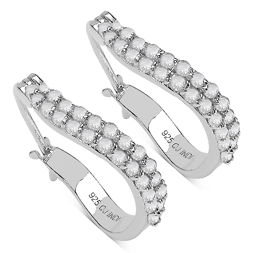 Earrings-0.72 Carat Genuine White Diamond .925 Sterling Silver Earrings