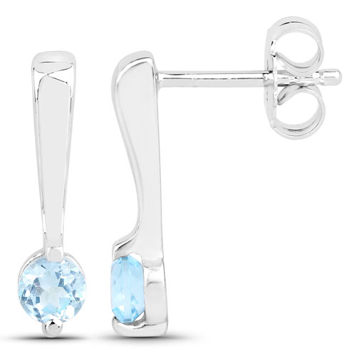 0.64 Carat Genuine Blue Topaz .925 Sterling Silver Earrings