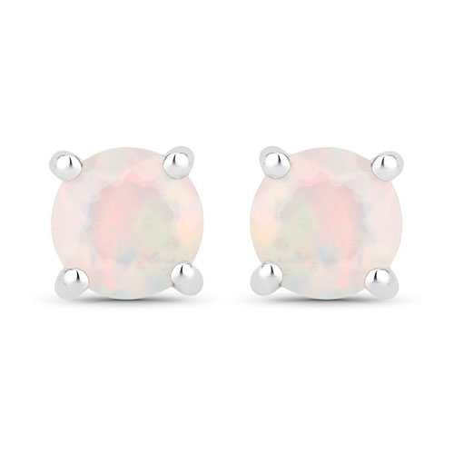 Opal-1.00 Carat Genuine Ethiopian Opal .925 Sterling Silver Earrings