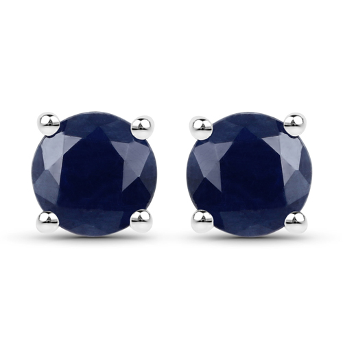 Earrings-1.90 Carat Genuine Blue Sapphire .925 Sterling Silver Earrings