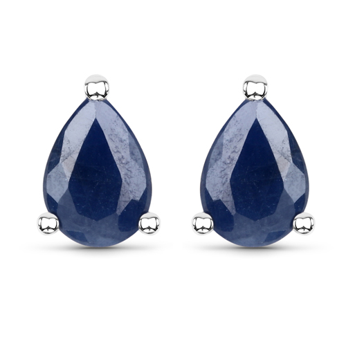 Earrings-1.60 Carat Genuine Blue Sapphire .925 Sterling Silver Earrings