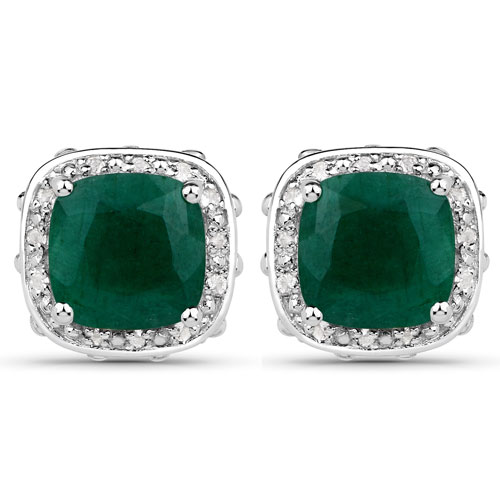 Emerald-5.00 Carat Genuine Multi Stones .925 Sterling Silver Earrings