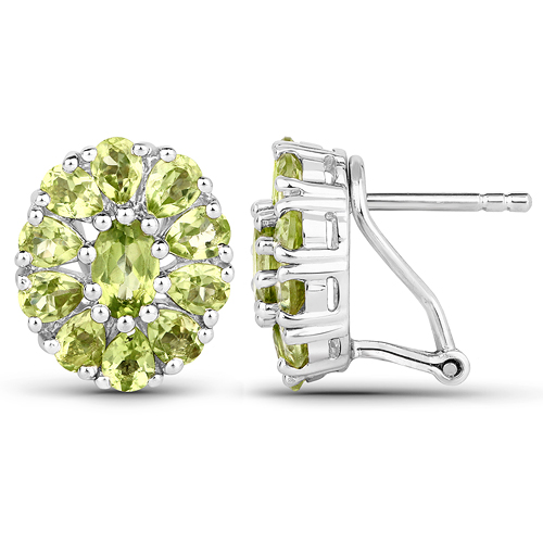 4.06 Carat Genuine Peridot .925 Sterling Silver Earrings