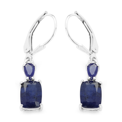 Earrings-4.30 Carat Genuine Glass Filled Sapphire .925 Sterling Silver Earrings