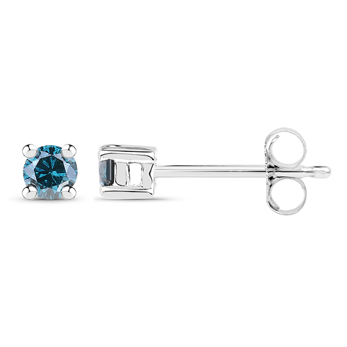 0.15 Carat Genuine Blue Diamond .925 Sterling Silver Earrings
