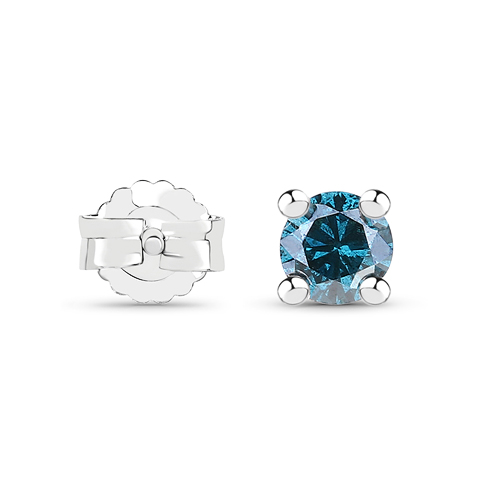 0.15 Carat Genuine Blue Diamond .925 Sterling Silver Earrings