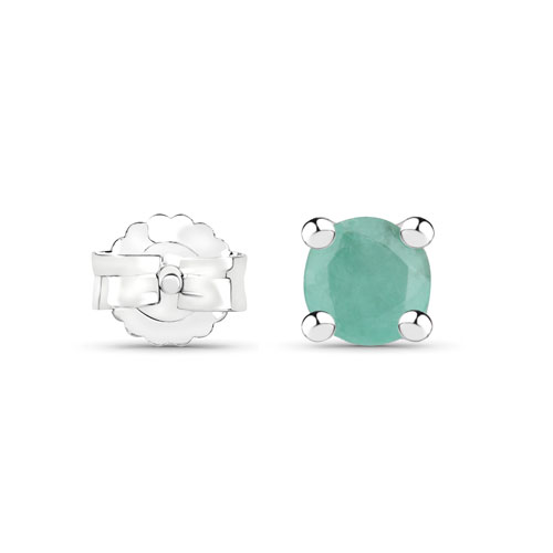 14K White Gold Plated 0.16 Carat Genuine Emerald .925 Sterling Silver Earrings