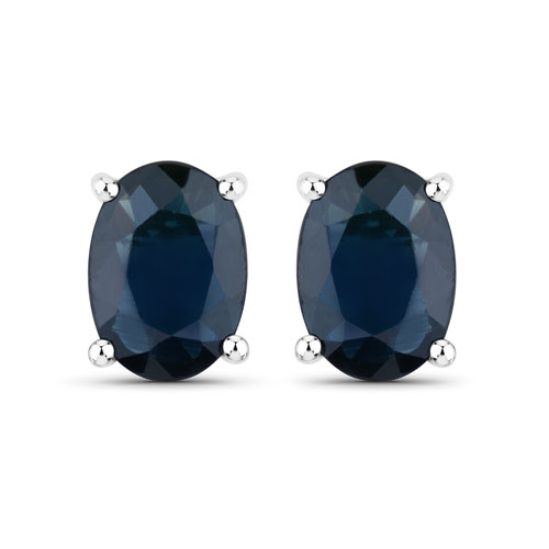 Earrings-1.90 Carat Genuine Blue Sapphire 10K White Gold Earrings