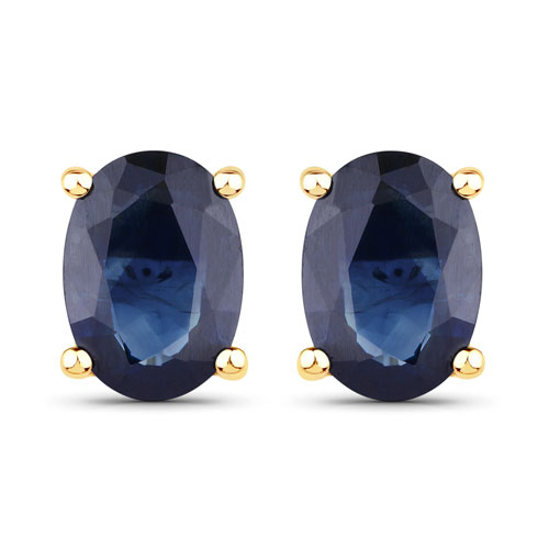 Earrings-1.90 Carat Genuine Blue Sapphire 10K Yellow Gold Earrings