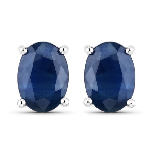Earrings-1.90 Carat Genuine Blue Sapphire 14K White Gold Earrings