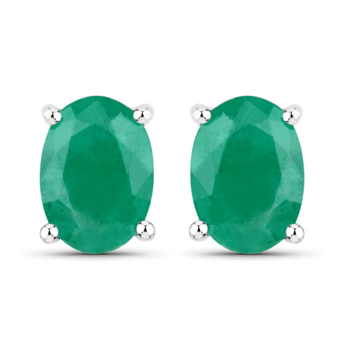Emerald-1.30 Carat Genuine Emerald 14K White Gold Earrings